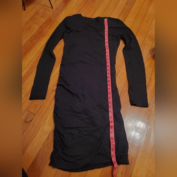 Velvet by Graham & Spencer dark grey long sleeve dress. Ruched one side. Women M - Picture 7 of 10